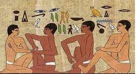 Bas relief egyptien sur la reflexologie